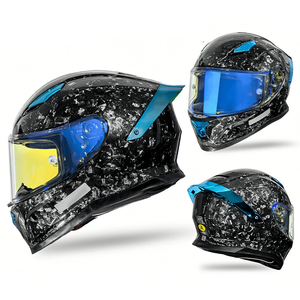 Casque de moto en fibre de carbone, casque intégral de sécurité pour scooter et cruiser, avec visière solaire, casque de conduite forgé - Product Image 2