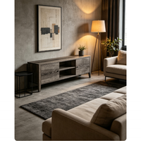 Meuble TV moderne avec table basse : Console multimédia élégante en bois pour salon