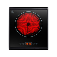 Cuisinière infrarouge portable 2000W, plaque de cuisson électrique en céramique à commande tactile, compatible avec plusieurs ustensiles de cuisine, cuisinière domestique