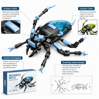 Set de Bloques de Construcción Personalizados del Escarabajo Azul, Modelo 3D DIY, Juguete de Construcción con Carcasa Translúcida, Ladrillos STEM, Regalo de Marca Privada para Niños