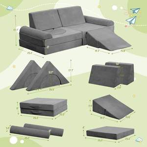 Compression Pack 12 Piece Set Custom Size <b>Foam</b> Kids Play <b>Sofa</b> Set Eco Friendly Baby Building Blocks <b>Sofa</b> Velvet Kids Cushions - Product Image 1