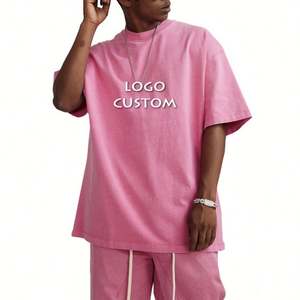 2025 haute qualité 270G coton Vintage lavé hommes t-shirt rue décontracté goutte épaule demi manches lâche hommes t-shirts - Product Image 1