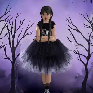 2023 Halloween Cisne Negro vestido niña danza rendimiento tutú falda pequeño diablo Cosplay disfraz