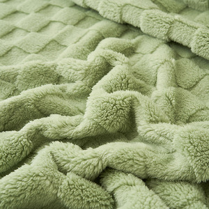 Green Quilted Plush <b>Throw</b> Blanket Solid Color Soft Bedding Rectangular All-Season Use - Product Image 5