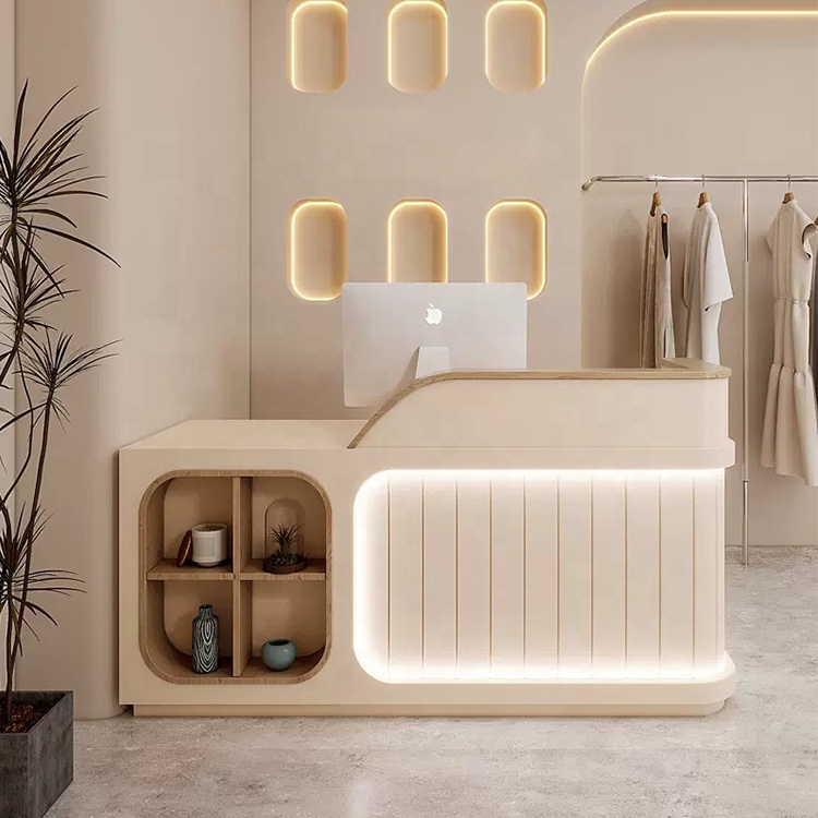 Diseño creativo moderno simple pequeño salón mostrador de recepción de lujo para salón de belleza