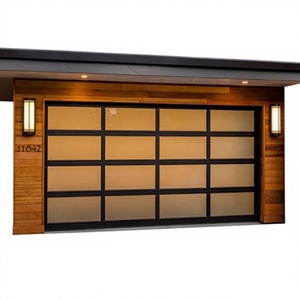 Porte de <span class=keywords><strong>garage</strong></span> antivol en alliage d'aluminium et verre avec design à rabat, taille personnalisable, transparente - Product Image 1