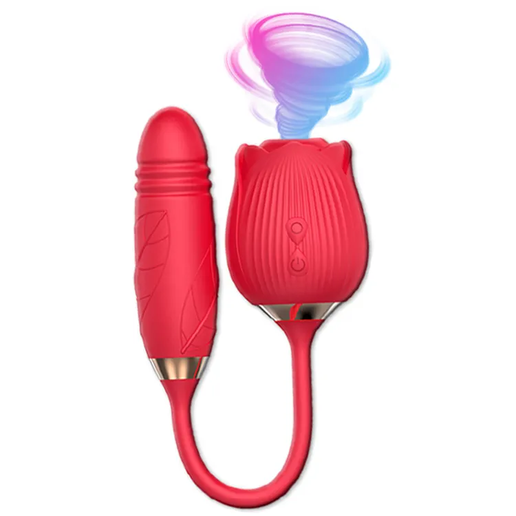 Goedkope Vrouwen Vibrator Sex Toys Meerdere Kleuren Uitgebreide Staart Volwassen Houding Verstelbare Dubbele Rode 2 In 1 Rose Vibrator Voor vrouw