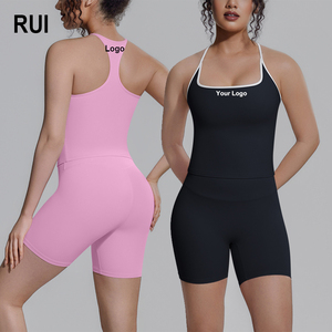 Conjunto de Yoga para Mujer RUIQUWIN 2026 con Logotipo Personalizado, Top Corto Transpirable de Verano y Pantalones Cortos de Cintura Alta para Gimnasio, Fitness y Deportes - Product Image 1