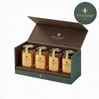 Coffret Cadeau Luxe 4 Bouteilles de Miel en Verre Rouge avec Fermeture Magnétique, Emballage Personnalisé pour Chewing-gum, Sushi, Gravure Personnalisée