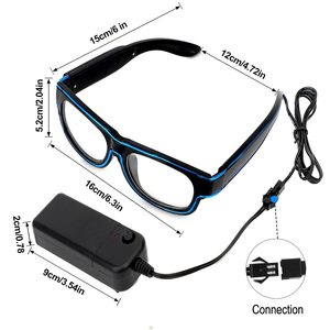 Gafas LED de Neón al por Mayor, Gafas Cuadradas con Cable EL Luminoso para Fiestas y Eventos Nocturnos - Product Image 5