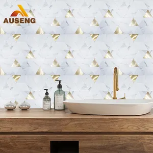 铝浴室金属墙砖贴纸防水可拆卸自粘3d PVC马赛克瓷砖墙贴