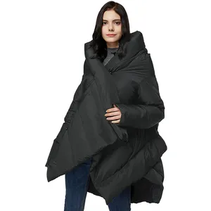 Customized OEM 2022 Ladies Fashion Women's Puffer Down Coat Cloak-Type Jacket