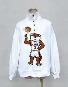 <span class=keywords><strong>Felpa</strong></span> Unisex Personalizzata con Collo Alto, Logo Ricamato con Motivo Libellula in Metallo, Cotone con Paillettes - Product Image 1