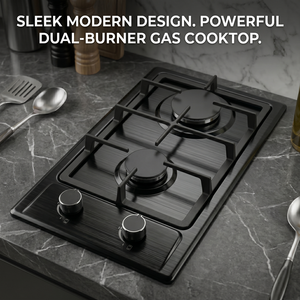 Cuisinière à <span class=keywords><strong>gaz</strong></span> <span class=keywords><strong>encastrable</strong></span> en acier inoxydable à deux brûleurs <span class=keywords><strong>Domino</strong></span>, alimentation électrique, double foyer, allumage électronique, haute performance - Product Image 1