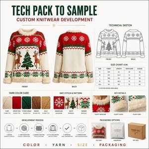<span class=keywords><strong>Pull</strong></span> <span class=keywords><strong>de</strong></span> <span class=keywords><strong>Noël</strong></span> <span class=keywords><strong>rouge</strong></span> pour femme avec col en polaire, motif jacquard renne, tissu d'hiver haut <span class=keywords><strong>de</strong></span> gamme, OEM/ODM - Product Image 2
