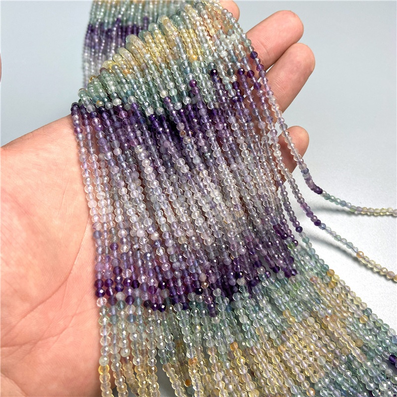 Natural Multi-Color Cut Round Cubic Scattered Bead Gemstone Stone Beads for Jewelry Making for Necklaces Bracelets Earrings