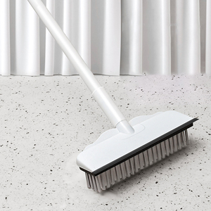 Brosse de nettoyage 2-en-1 pour toilettes et salle de bain, à poils en nylon, avec long manche, pour carrelage céramique domestique - Product Image 1