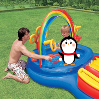 INTEX 57453 Regenbogen-Ring-Spielcenter Aufblasbare Wasserrutsche Insel UV-Beständig Langlebig 2,97m X 1,93m X 1,35m Pool