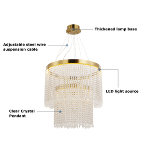 โคมไฟวิลล่าติดเพดานสีทองหรูหราทันสมัยโคมระย้าคริสตัลติดเพดาน K9ห้องนั่งเล่นของโรงแรม - Product Image 3