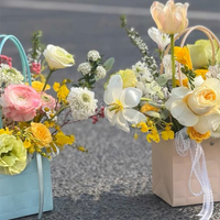 Sac en papier kraft DIY pour la Saint-Valentin Bouquet de fleurs Fleuriste Emballage cadeau
