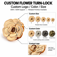Bouton-pression métallique 3D personnalisé en forme de fleur dorée, en stock, accessoire pour vêtements et sacs, attache en alliage