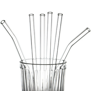Ensemble de pailles en verre, en borosilicate transparent, résistant à la chaleur, pliable, pour boire du jus, réutilisable, respectueux de l'environnement - Product Image 1