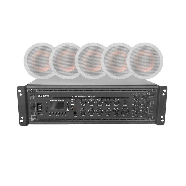 3U Outdoor Pro Audio Power Amplifier 3 Mic 8 Zone Active 4ohm 2-Way PA System with Metal Shell Public Address Speaker