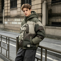 Blouson matelassé à capuche camouflage personnalisé pour homme, imprimé portrait, coupe oversize, zippé, style streetwear, manteau d'hiver rembourré