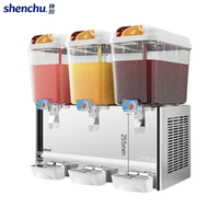 Distributeur de boissons chaudes et froides commercial à 3 réservoirs, contrôle de température indépendant, acier inoxydable 304, dégivrage automatique, libre-service