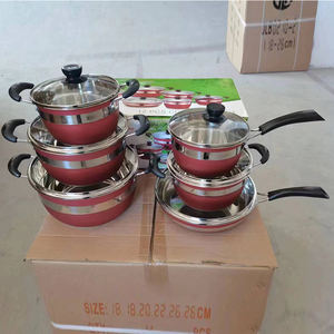 Siyah saplı fırça Periuk TENCERE SETİ kırmızı TENCERE SETİ s düşük Moq ile 12 adet çift alt Pot Set - Product Image 3