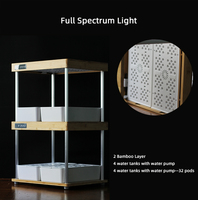 Système de jardin hydroponique intelligent à 32 modules, 320 LED, lumière de croissance à spectre complet, jardinière en bambou, commande tactile pour l'intérieur