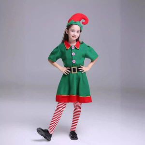 Costume d'elfe vert pour enfants, garçons et filles, tenue de spectacle de Noël, en coton, taille 8-12 - Product Image 3