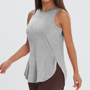 เสื้อกั๊กแขนกุดโลโก้แบบปรับแต่งได้สำหรับผู้หญิงพร้อมช่องด้านข้างสำหรับใส่เล่นกีฬาในฤดูร้อนสำหรับวิ่งโยคะ - Product Image 3