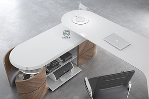 Mobilier de bureau à surface <span class=keywords><strong>solide</strong></span> bureau de PDG blanc moderne table de bureau design moderne pour bureau à domicile - Product Image 4