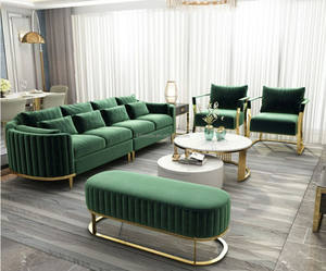 تسليم سريع عالية الجودة مقطعية Loveseat مريحة حديثة أريكة مخملية زرقاء قماش أريكة لأثاث غرفة المعيشة - Product Image 2