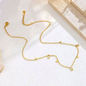 Collar de Moda de Acero Inoxidable con Borlas, Collar de Clavícula para Mujer con Baño de Oro de 18K, Colgante Redondo Pequeño Cuadrado en Forma de Pera - Product Image 5