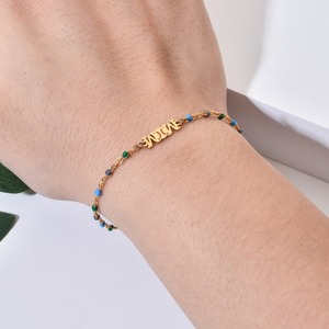 Nouvelle arrivée fête des mères et cadeau d'anniversaire émail perle de rocaille maman lettre Bracelet bijoux Bracelets en acier inoxydable pour les femmes - Product Image 4