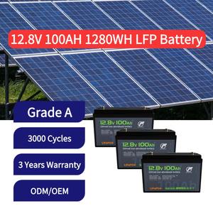 12V 12,8V 100Ah 1280Wh 3000-cycli LiFePO4 Deep Cycle Accu Pack FT12100 -20~60 voor zonne-energie, camper en kamperen - Product Image 1