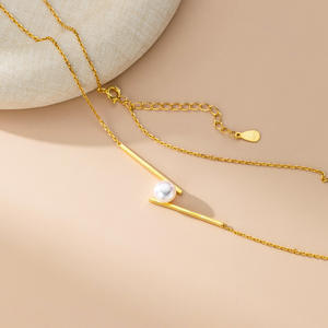 S925 Silver Exquisite <b>Simple</b> Ins Style Niche Design Necklace with Pearl Irregular Texture Y02636 - Product Image 2