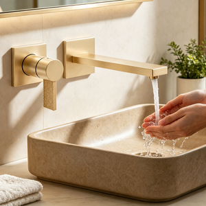 AMAXO Nouveau design <span class=keywords><strong>Robinet</strong></span> de baignoire encastré mural en or brossé <span class=keywords><strong>avec</strong></span> <span class=keywords><strong>douchette</strong></span> à main - Product Image 2