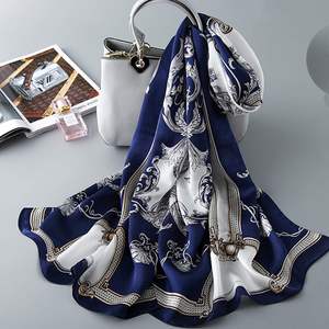 Écharpe longue et légère en satin de soie YMXHHB, style vintage, en soie de mûrier, foulards de mode, motifs géométriques et dessins animés, conçus par des designers - Product Image 5