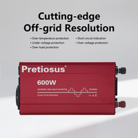 Convertisseurs d'alimentation à onde sinusoïdale modifiée Pretiosus Inverter 600W 12V 24V 48V DC vers AC 100V 110V 120V 220V 230V 240V