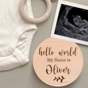 Custom Laser Engraved Baby Name Announcement <b>Sign</b> Hello World <b>Wooden</b> Newborn Photo Prop <b>Personalized</b> Durable Baby Factory Price - Product Image 2