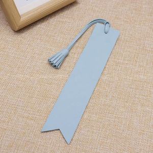 Quick Ship PU Leather <b>Bookmark</b> with Tassels 7 Multi-color Blue Pink Purple Cute Design Embossed Promotional Reading Accessory - Product Image 3