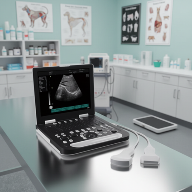 High Definition Portable Medical Ultrasound Machine 96 Element Black and White Image Quality Veterinary Monitoring Device