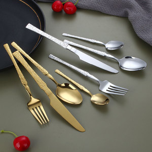 Juego de cubiertos de acero inoxidable de alta resistencia de 24 piezas con mango grueso Cubiertos de metal Premium para hoteles y restaurantes - Product Image 2