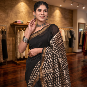 Sari en soie MAHESWARI, style long, élégant et luxueux - Product Image 3
