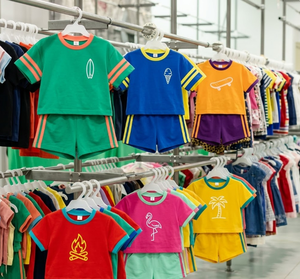 Lots en gros de vêtements d'été pour enfants, couleurs et motifs variés, ensemble col rond à manches courtes, 3 tailles, 3-6 ans - Product Image 2