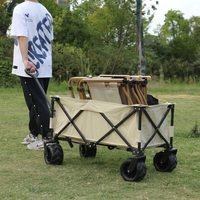 Chariot de camping pliable en métal, capacité de charge lourde, portable, pour voyages en plein air, shopping, utilisation autonome