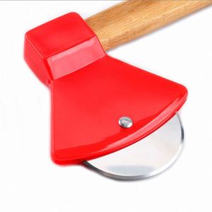 Axe Type <b>Roller</b> Cutter With Bamboo Handles and Sharp Rotating <b>Blades</b> for Pizza Bread Cakes - Product Image 4